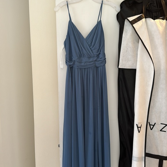 DAVIDS BRIDAL STEEL BLUE DRESS - Picture 3 of 8